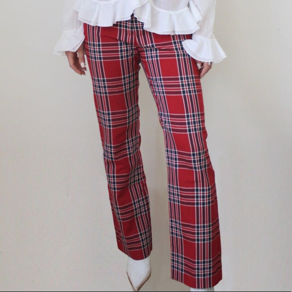TOMMY HILFIGER RED PLAID CHECKERED PANTS